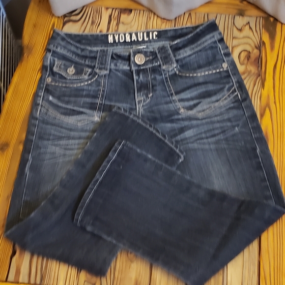 Womens Hydraulic Low Waist Denim Jean Capri Size 7 Dark Wash - Picture 3 of 8